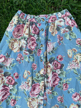 Load image into Gallery viewer, floral denim prairie skirt

