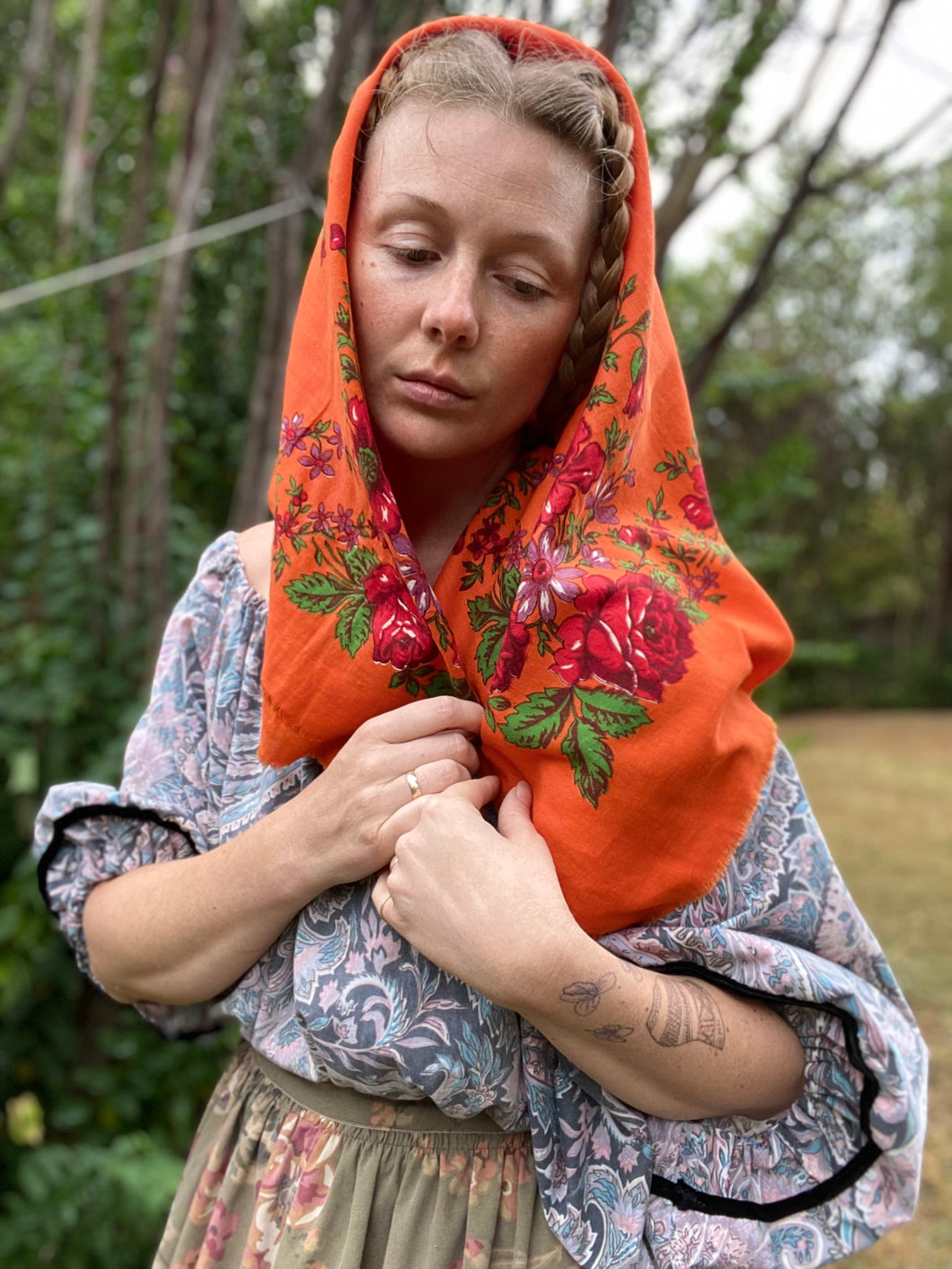 Orange Wildflower Scarf